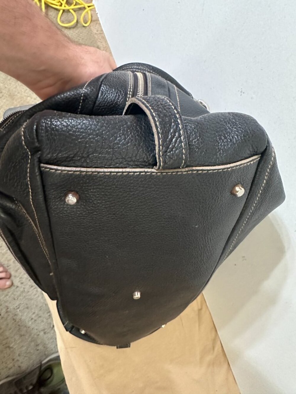 Furla Black Pebbled Leather Dome Satchel Bowling Bag Made in Italy - Picture 5 of 8